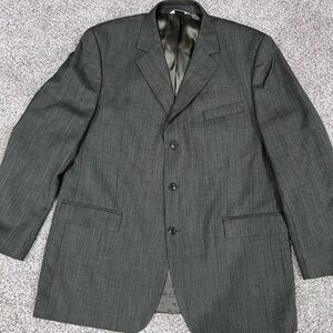 Joseph & Feiss Herringbone Gray Three Button Wool Sports Blazer Men’s Size 46 L